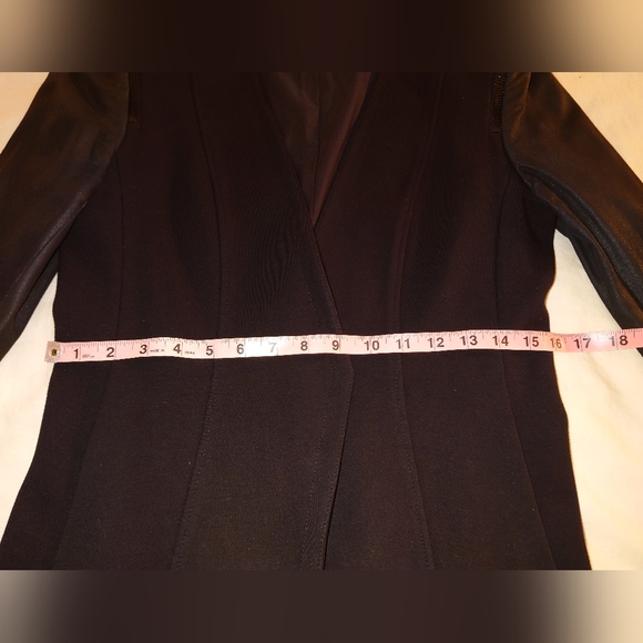 NWOT Black THEORY Leather Blazer Zipper Detail Jacket Open Front Pockets S Small - Picture 6 of 12